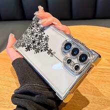 Funda de teléfono personalizada de plata a prueba de golpes con diseño de árbol de Navidad de copo de nieve, que proporciona protección total y rendimiento anti-caída, adecuada para varios modelos de  Galaxy, incluyendo las series S24, S23, S22 y S21. - Colores mixtos - Ver 3