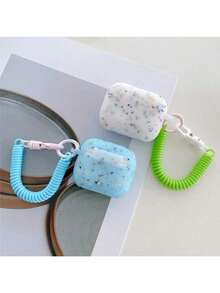 غطاء واقي للسماعات اللاسلكية البلوتوث الجيل الأول والثاني والثالث والبرو مع حزام معصم، مزين بنقوش زهرية تضيء في الظلام - مع حبل - مشاهدة 8