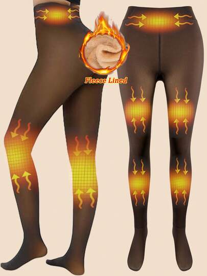 Women Fleece Lined Thermal Leggings High Waist Pantyhose Tights Pants Stockings Winter Warm Thick Panty Hose High Elasticity Footed Soft & Stretrchy