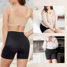 UIV@SH Pantalones Cortos sin Costura Invisible para Mujer,Shorts Tipo Boxer,Calzon Debajo de los Vestido,Short Faja para Mujer Invisible - Negro - Ver 4