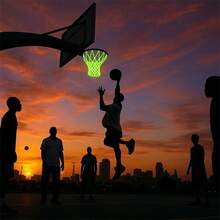 1-Piece Nightlight Basketball Net - Heavy-Duty Outdoor Nightlight Glowing Basketball Girdle Net Replacement - Nylon Net With Anti-Lash 12 Rings, Suitable For Pools, Beaches, Backyards - Sports Accessory, Gift Item