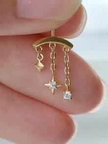 EleRunis 1 件 925 纯银流苏风筝耳钉平背耳钉耳钉女式耳钉日常佩戴婚礼派对订婚周年纪念情人节