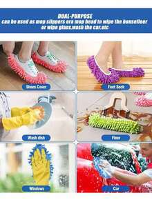 1 Par de Capas Coloridas para Sapatos de Limpeza, Capa Multifuncional para Mop, Limpeza Fácil e Prática, Limpeza em Um Passo, Desfrute de uma Experiência de Limpeza Portátil, Uso Duplo para Limpeza a Seco e Úmido, Essencial para a Limpeza Doméstica, Ideal para o Uso Diário na Limpeza da Casa, Tornando a Limpeza do Chão Mais Fácil e Divertida - Multicolorido - Ver 7