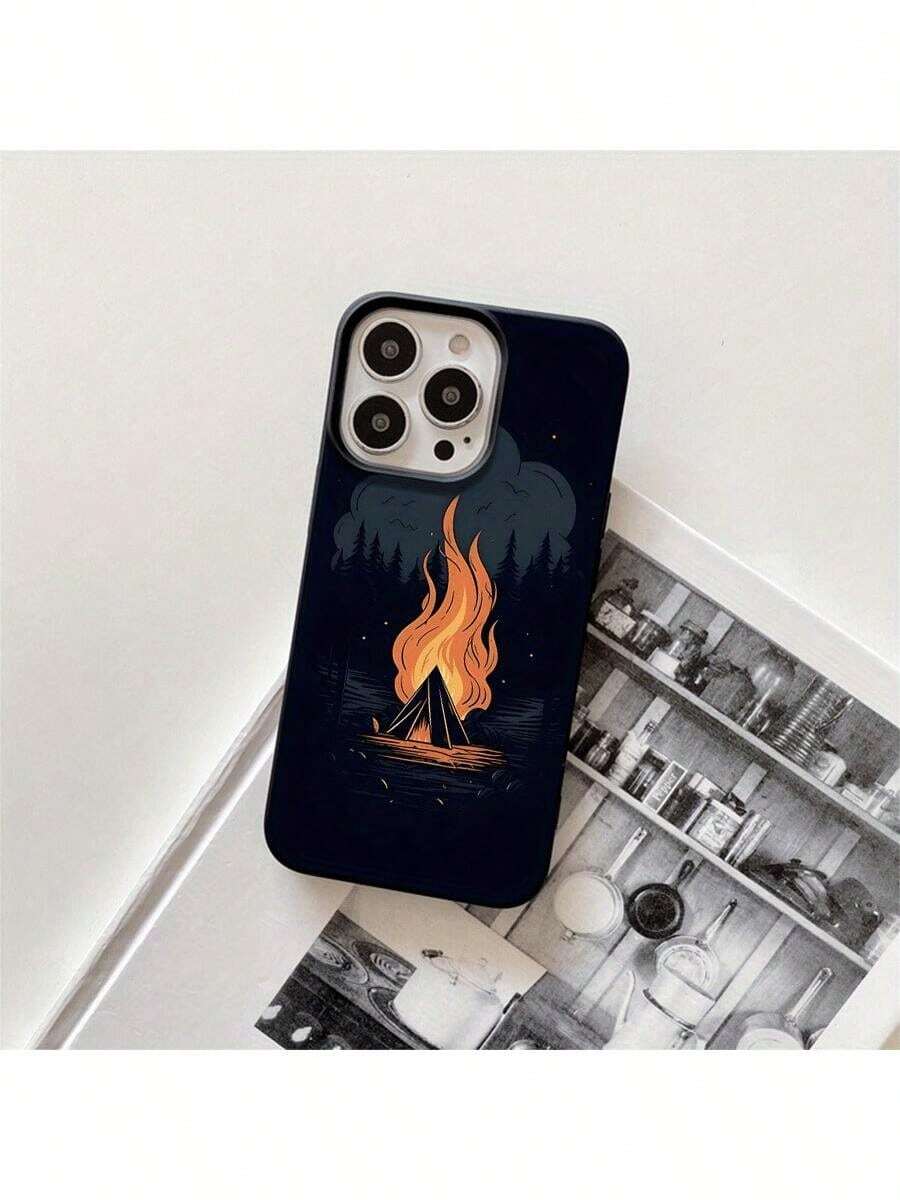 Custodia per telefono con motivo Waldflammen a foro grande, adatta per iPhone 16 Pro Max, 16, 15 Pro, 14, 14 Plus/14 Pro Max, 13, 13 Pro, 12 Pro, 11/11 Pro Pro Max Series. Perfetto regalo per compleanni e festività - nero - Visualizzare 1