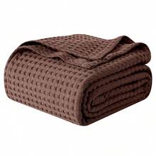 Elegant Comfort 1pc Soft Waffle Weave Throw Blanket , Lightweight Summer Blanket For Hot Sleepers, Full, Queen, King, Twin, And Twin XL Size Bed Breathable Cozy Warm Woven Textured Blankets For Couch, Bed, Sofa, Home Décor, Christmas Decorations Gifts, Cozy Winter Styles, Holiday Décor - 棕色 - 查看 2