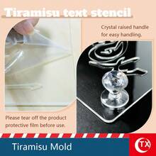 1个亚克力提拉米苏粉筛模具 - 透明印刷模板，适用于烘焙蛋糕 - 慕斯蛋糕、糕点、提拉米苏装饰图案模板 - 适用于婚礼、生日、派对、促销、斋月祝福 - 糖粉筛 - 厨房烘焙工具 - 彩色 - 查看 13
