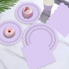 10 件/20 件/40 件，薰衣草纸盘和餐巾，浅紫色蕾丝派对用品，包括生日派对、婚礼、生日用的浅紫色盘子和餐巾，