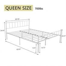 Black Classic Metal Bed Frame Platform Mattress Foundation With Classic Style Iron-Art Headboard And Footboard,Under Bed Storage,No Box Spring Needed - 白色 - 查看 7