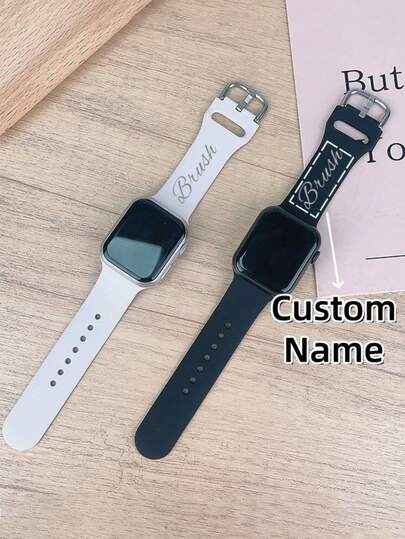 [Customized] Personalized Custom Name Stylish Soft Sports Band Compatible With Apple Watch Band Series S11 10 9 8 7 6 5 4 SE S11 10 42mm 46mm 38 40 41mm 42 44 45mm 49mm Men Women Adjustable Strap