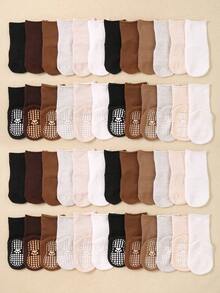6双婴儿防滑袜，男女童纯色袜，婴儿袜，新生儿袜，幼儿袜，婴儿袜，短袜 - 彩色 - 查看 5