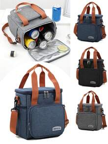 Large Capacity Portable Insulated Lunch Bag, Portable Waterproof And Leak Proof Lunch Box Shoulder Strap, Portable Refrigerated Bag, Thick Aluminum Foil Insulated Reusable Lunch Bag, Suitable For Schools, Offices, Camping, Picnics, Employees And Canteens, Classroom Storage Bags, Kitchen Accessories Lunch Bags Cooler Bag Lunchbox For Women For Men Travel Essentials