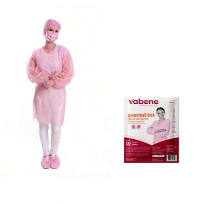 Avental Manga Longa TNT Descartável Vabene - pacote com 10 unidades