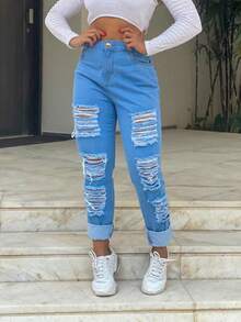 CALCA JEANS FEMININA MOM CINTURA ALTA