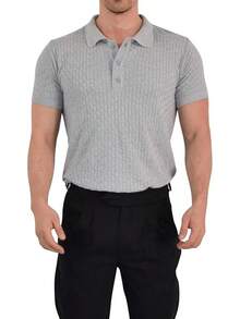 JOHN LEOPARD - Men's Knitted Polo Shirt - Burgundy - View 6