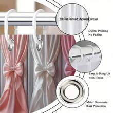 1pc 66x72in Shower Curtain Home Decor, Elegant Satin Bow Shower Curtain - Soft Pink & White Gradient With Luxurious Bows, Machine Washable Polyester Bathroom Decor, Includes 12 Hooks, Housewarming Gift, Shower Privacy | Sophisticated Design | Luxurious Appearance, Shower Curtain Sets For Bathrooms Zxl - trắng - Xem 5
