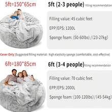 Bean Bag Chair Cover(No Filler) Soft Faux Fur Stuffed Animal Bean Bag Storage, Fluffy Plush Bean Bag Chair Cover Washable, Comfy Bean Bag Chairs For Adults - 紅色 - 查看 6