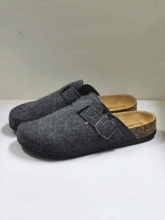 Zuecos de madera con cierre para hombres, pantuflas casuales de madera suave tipo mula, con punta cerrada, adecuados para la oficina, el hogar, otoño/invierno