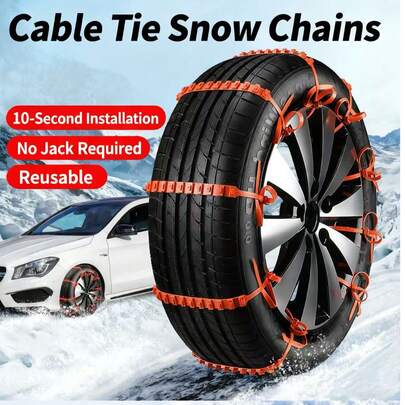 10条装便携式汽车防滑链，通用防滑轮胎牵引带，适用于SUV和轿车，高牵引力防滑链，易于安装的牵引带，耐用的冬季应急牵引配件