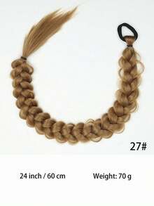24 Inch Synthetic Long Fried Dough Twists Braid Ponytail Extension Belt Rubber Belt Boxing Braid Extension Belt, Suitable For Women's Daily Use