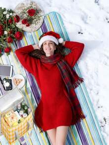 (今日特价) 1件加厚大号野餐垫|沙滩毯，600D牛津布材质，防刮耐磨，多功能防水防尘露营垫家庭花园游戏垫，适合所有季节，室内/室外露营，海滩 - 牛津-藍色條紋 - 查看 3