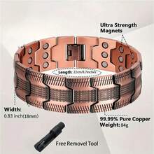 Fashionable Vintage Copper-Color Bracelet, Adjustable Length, Comes With Tool, 3X Strong Magnet, Extra Wide & Long, Personalized Retro Accessory, Street Rock Style, Great Gift For Friends Or Family, Perfect For Christmas