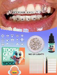 220 Stücke Zahnedelstein-Set mit Kleber & Werkzeug, DIY Kristalle für Zähne, Schmuckset mit Zähnen in verschiedenen Formen, einfache Anwendung, Y2K Mode, funkelnde Strass für das Lächeln, für Anfänger und Profis geeignet (OHNE UV-LICHT), anwendbar für Halloween und Weihnachten - Verschiedenfarbig - Übersicht 8