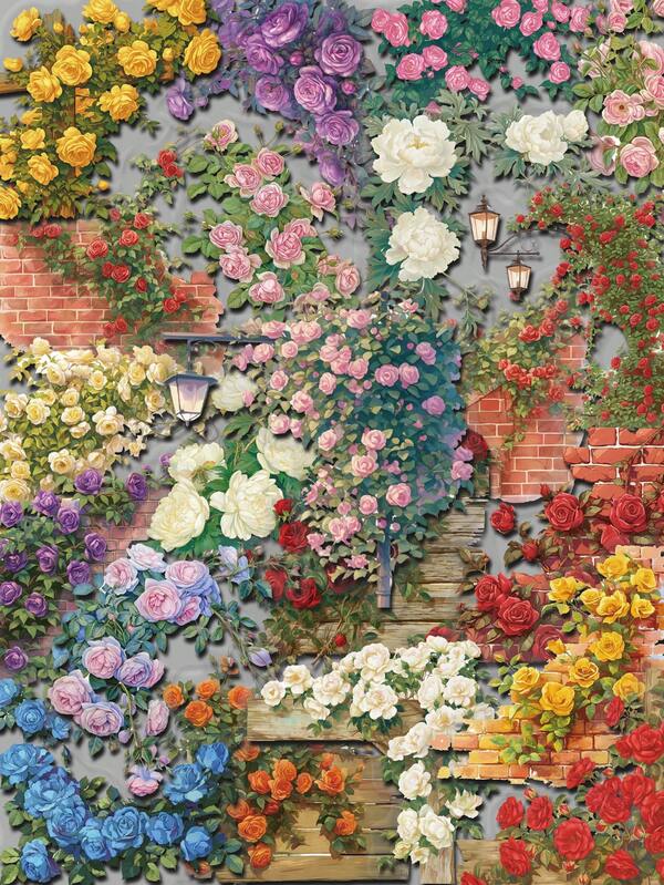 50 pièces Autocollants de bouquet de fleurs vintage en matériau PET pour cahier, guitare, ordinateur portable, étui de téléphone, bagage, autocollants décoratifs