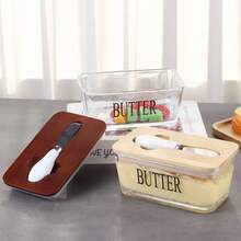 1 Set Glass Butter Dish, 600ml/20oz Classic Style Butter Storage Box, Rectangular Cheese Storage Box Glass Butter Dish, Cheese Preservation Box, Suitable For Household Kitchen Butter Storage - Multicolor - View 11