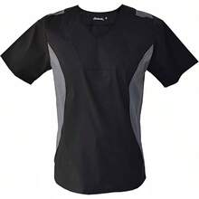 SOULMATE Men's Medical Scrub Top With Side Color Highlight - Red - View 2