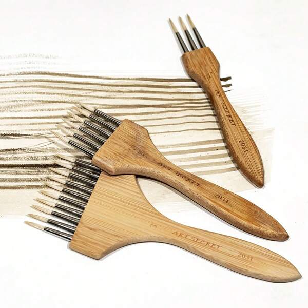 ARTSECRET AERSECRET 1pc Professional Artist Paint Brush, Hog Bristles With Stainless Steel Ferrule, Bamboo Handle - For Watercolor, Acrylic, Oil Painting, Ideal For Artists & Hobbyists