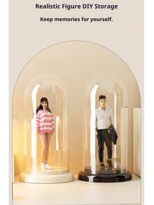 1 pezzo Secchio portaoggetti per bambole, Custodia da scrivania trasparente anti-polvere per esporre statuine, Decorazione per ufficio