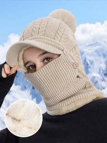 1 Stück Damen gestrickter Baskenmütze Hut, vintage einfarbig, warmer Strickmütze, windundurchlässig, gehäkelt, Wintermütze, Flauschige Wintermütze für den Alltag