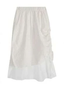 2025春夏极简高腰百褶长裙 - 米色 - 查看 5