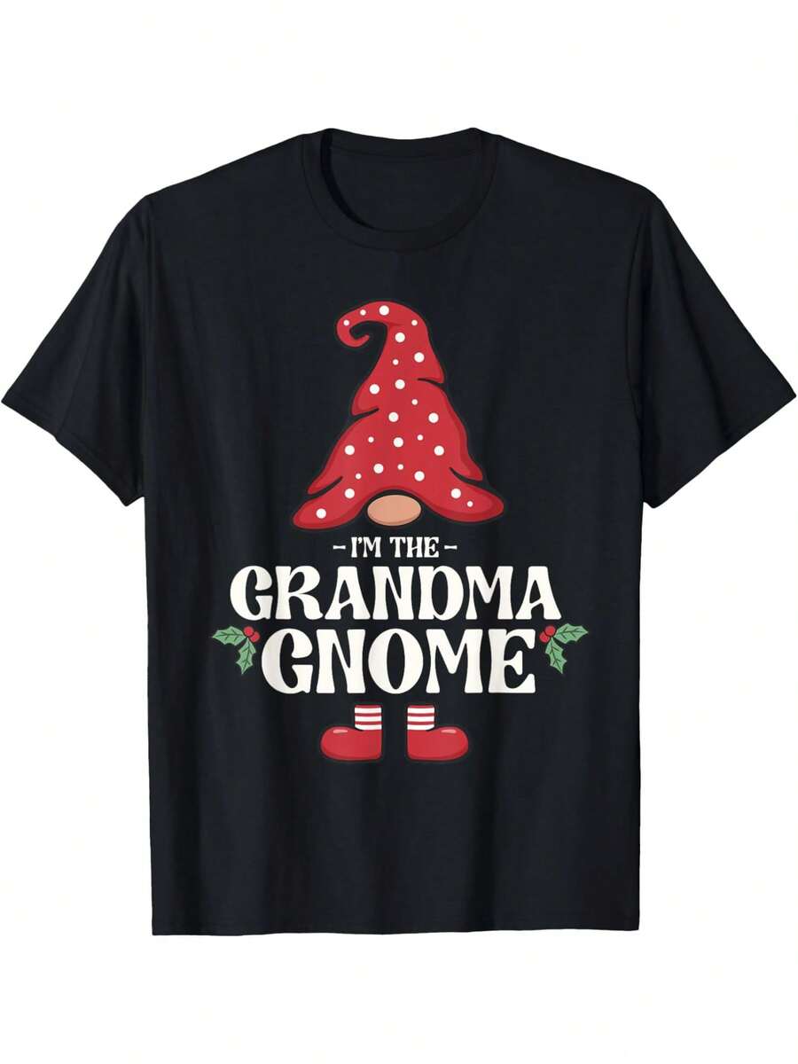 The Grandma Gnome Funny Family Matching Group Christmas Men's T-Shirt Personality Print Pattern, Casual Round Neck Short Sleeve, Comfortable Version Of Cotton Short Sleeve, Four Seasons Can Wear 220g Dark Humor T Shirts For Men T Shirt From Son To Dad Soft Cotton T Shirt Men 4th Of July Tank Top Men 90s Throwback T Shirt Men - 黑8 - 查看 1