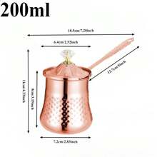 Handmade Turkish Coffee Pot - Vintage Arabic Coffee Maker & Milk Warmer With Golden Hammered Exterior, 600/400/200ml Capacity, Stovetop Compatible, No Electricity Needed, Ergonomic Handle & Lid Ideal For Home, Cafes, Restaurants Elegant Kitchen Decor - Compatible With Gas, Electric, Induction StovesCafe Equipment