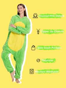 Unisex Adult One-Piece Pajamas, Halloween Animal Cosplay Costume - màu xanh lá - Xem 5