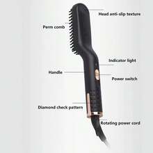CGECGE A Versatile Straightening Comb! Suitable For Straight Hair And Long Beards, It Heats Up In 30 Seconds And Has Two Temperature Settings. It Can Be Used For Straightening Hair. A Great Gift For Your Loved One. - Black - View 8