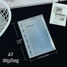 20/30/50 piezas/Bolsa Páginas de recambio transparentes A6/A7/M5/A8, hojas sueltas para libro de pegatinas, recambio de páginas interiores para planificador de pegatinas, material de alta transparencia de PP, adecuado para pegar pegatinas, hacer libros de pegatinas, tarjetas fotográficas, almacenamiento de planificadores de oficina - transparente - Ver 16