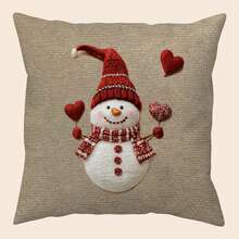 1 Stück Weihnachtsdekokissenbezug mit Weihnachtsmotiven, Zierkissenbezug für Wohnraum, Schlafzimmer, Feiertage, Partydekoration, Weihnachtskissen (Kissenfüllung nicht enthalten) (einseitig Muster) (ohne Stickerei)