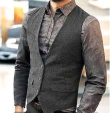 Chaleco de traje para hombre, con cuello en V - Albaricoque - Ver 8