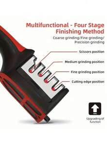 1pc Multi-Functional 4-Stage Knife Sharpener, Professional Kitchen Sharpening Stone Tool, Metal & Plastic,Quick Sharpening Tool With Anti-Slip Base, Accessories And Tools For Kitchen Knives, No Electricity Or Battery Needed, With Electroplated Tungsten Carbide & Ceramic Stones,Easy To Hang, Kitchen Supplies, Suitable For Kitchen Knives