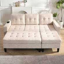 [Wolken-Modulsofa] 4-Seater Detachable Sofa Set: Freely Combinable + Storage Under All Cushions + Sleeping Function + Chenille Cover, Space-Saving Sofa Bed Combination For Living Room