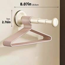 1pc Home Use No Drill Retractable Clothes Drying Rack, Small Wall-Mounted Foldable Drying Rack, Wall-Mounted Vacuum Suction Cup Clothes Hanger, Storage Hanging Rod - Multicolor - View 6