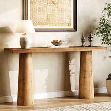 63-Inch Solid Wood Console Table, Long Farmhouse Entryway Table, Rectangular Couch Furniture Behind Sofa For Entrance, Hallway, Living Room - màu nâu - Xem 7