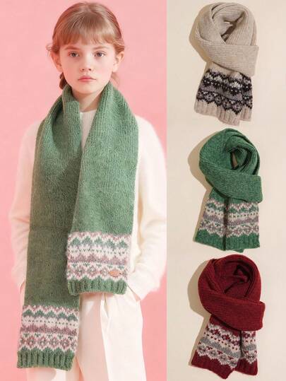 1 pièce Écharpe cache-cou élégante et minimaliste à rayures thème Noël, unisexe pour enfants. Super douce et agréable à la peau pour un port quotidien, à l'école, en sortie, en extérieur, pour les fêtes de Noël, les séances photo. Accessoire mode pour enfants.