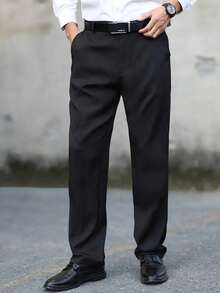 Men's Black Formal Business Casual Straight Leg Pants