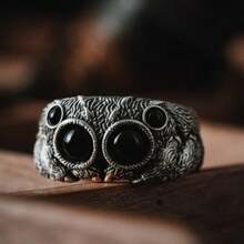1Pc Opening Creative Ring Jumping Spider Ring Creative Exaggerated Animal Opening Adjustable Ring - vàng - Xem 2