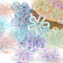 10/20pcs Colorful Cute Large Plum Blossom Pendant Beads, Multicolor Pendant Beads With Holes, Suitable For DIY Hair Accessories, Phone Case, Bracelet Decorations