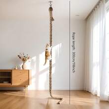 118"/300cm Extra Long Soft Cat Scratching Post, Ceiling Mounted Cat Climbing Rope Trainer