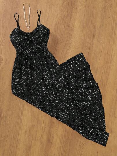 Vestido de mujer con estampado de lunares, retro y elegante, de tela tejida con falda acampanada y espalda descubierta, adecuado para fiestas, citas nocturnas y primavera